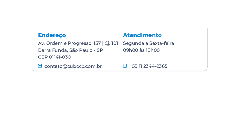 Endereço, atendimento e contatos da Cubo CX